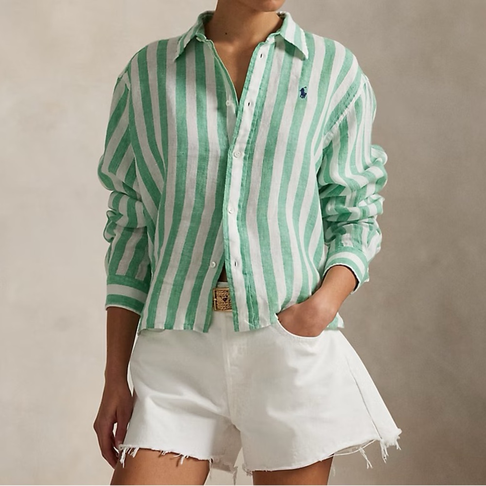 Polo by Ralph Lauren Mint and White Striped Shirt